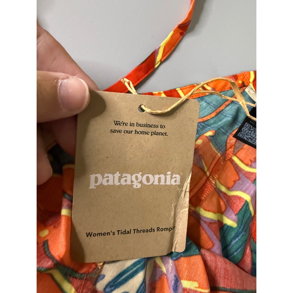 Patagonia Tidal Threads Romper Womens XL Orange Floral Lyocell 75125 NWT - Picture 3 of 6